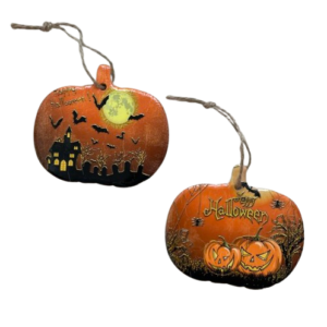 Keramikanhänger Kürbis mit Motiv sort.