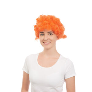 Perücke orange Locke Kurzhaar