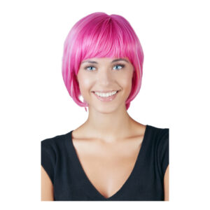 pinke Bob Perücke mit Stirnfransen