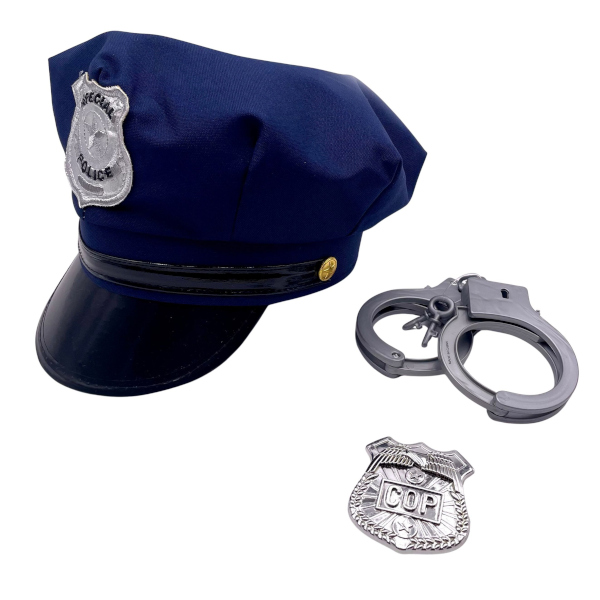 Verkleidungsset Polizei (Kappe,Marke,Handschellen)