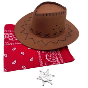 Verkleidungsset Cowboy (Hut, Sheriffstern, Tuch)