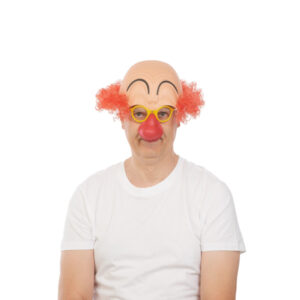 Clownglatze mit Brille und Nase aus Plastik