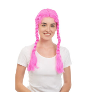 Perücke Zöpfchen pink