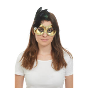 venezianische Maske gold/silber mit Federn