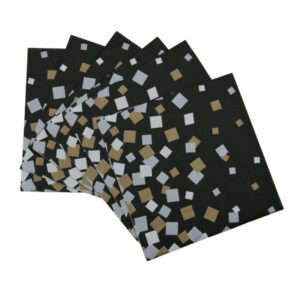 Serviette Schwarz mit Gold/Silber 6er Pack