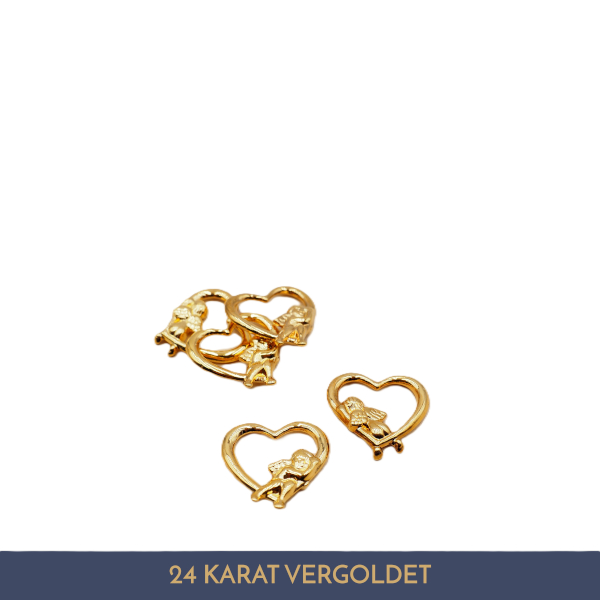 Vergoldetes Engerl im Herz 24 Karat