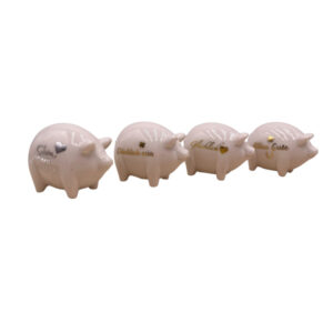 Schweinchen mit Glückwünschen sort.