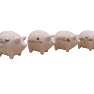 Schweinchen mit Glückwünschen sort.