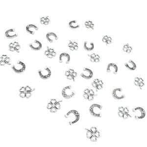 silbernes Mini-Hufeisen und Mini-Kleeblatt