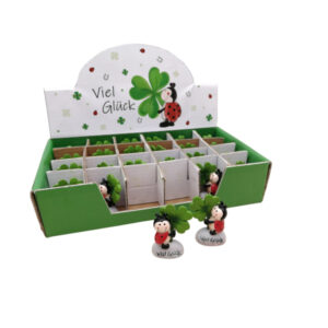 "Viel Glück" Marienkäfer mit Klee