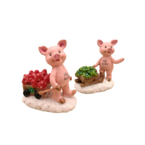 Schwein mit Scheibtruhe/Schlitten