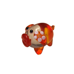 Glasschwein mit Blume am Ohr