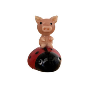 Glasschwein auf Marienkäfer