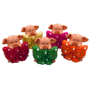 Schwein mit Riesenschleife sort.