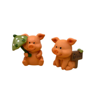 Schweinchen mit Regenschirm oder Glücksschild sort