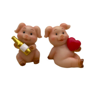 Schweinchen mit Herz oder Sektflasche sort.