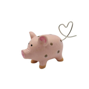 Schweinchen mit Punkten und Drahtherzschwänzchen