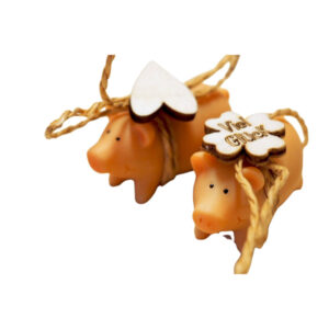 Ferkel mit Holzanhänger sort.