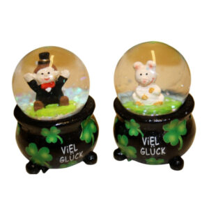 Glückstopf Schneekugel sort.