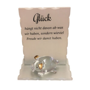 Glasschwein mit Zitaten sort.