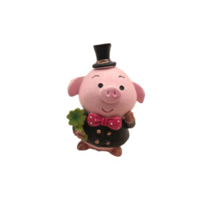 Schweinchen mit roter Fliege und Hut sort.