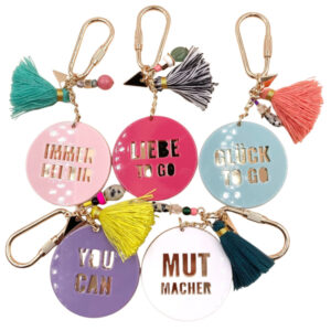 bunter Schlüsselanhänger mit Quaste sort.
