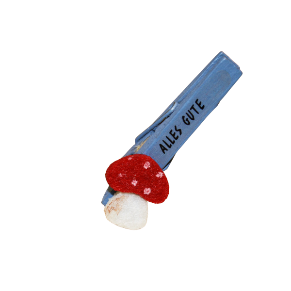 Bunte Kluppe mit Filzglücksbringermotiv klein