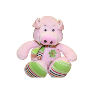 Schweinchen mit gestickter Blume am Bauch