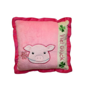 Kissen mit Schweinekopf "Viel Glück"