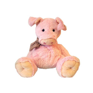 sitzendes Schweinchen mit brauner Schleife