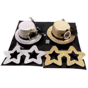 Hut mit Uhr und Sternenbrille sort.