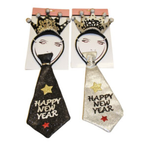 "Happy New Year" Krönchen & Krawatte sort.