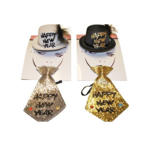 "Happy New Year" Hütchen & Krawatte sort.