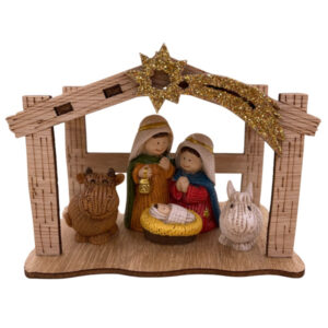 Holzkrippe mit Polyresinfiguren II