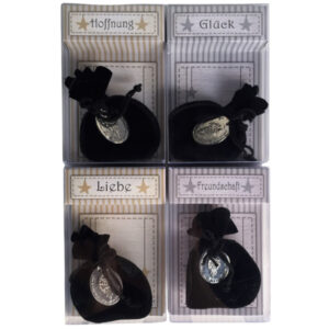 Engelsglücksmünze mit Samtsäckchen